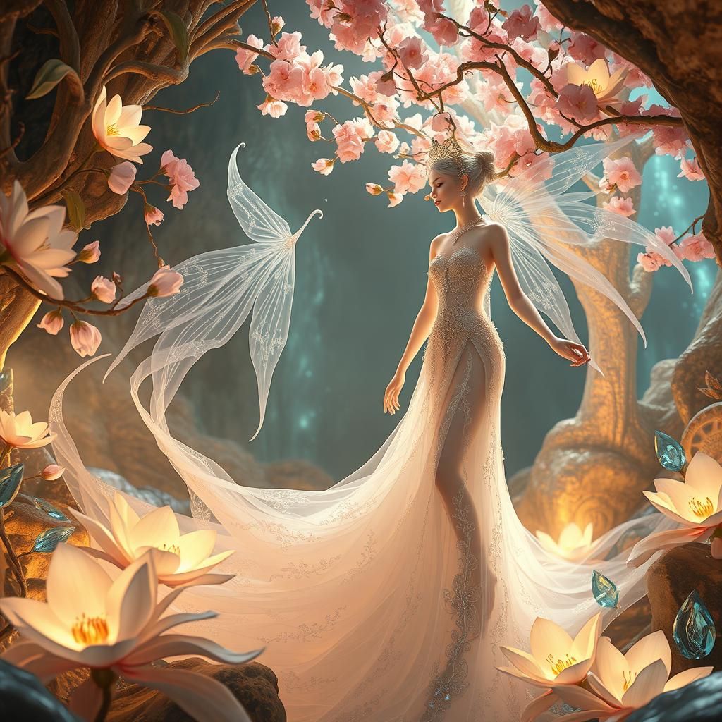 Ethereal Beings Among Cherry Blossoms: Anime Style