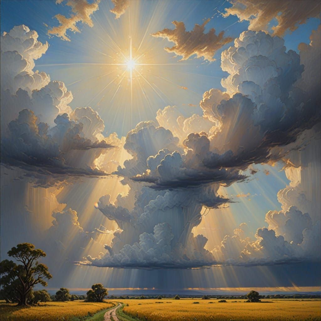 Divine Heavenly Encounter in Soft Focus Oil Painting