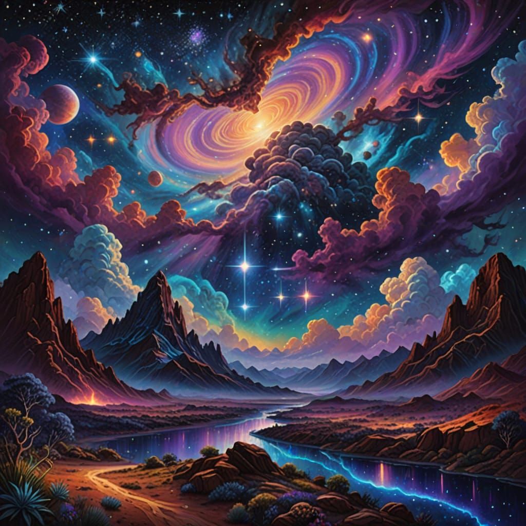 Ethereal Orion Nebula in Cosmic Dance