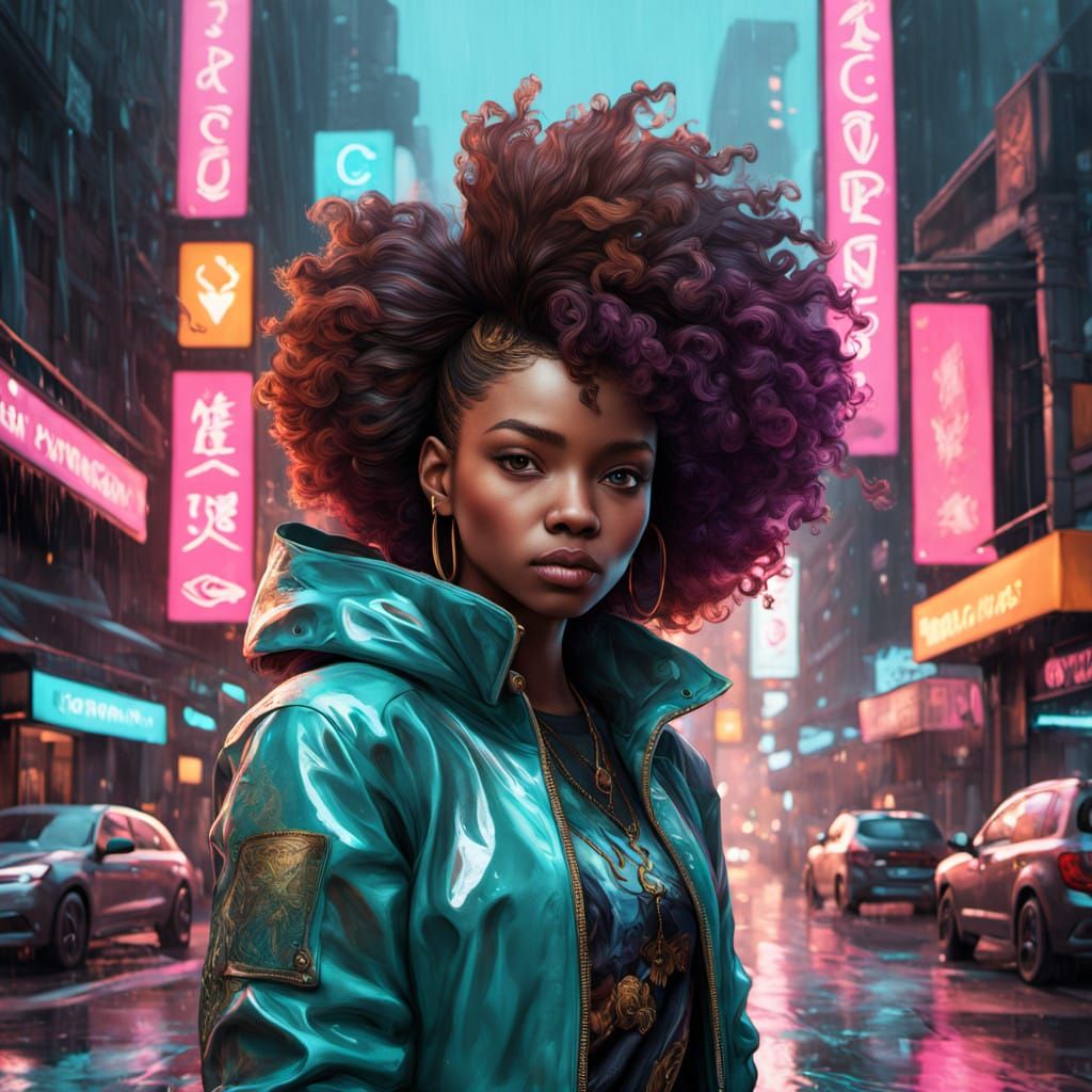 Brown Goddess Reigns in Iridescent Rainstorm