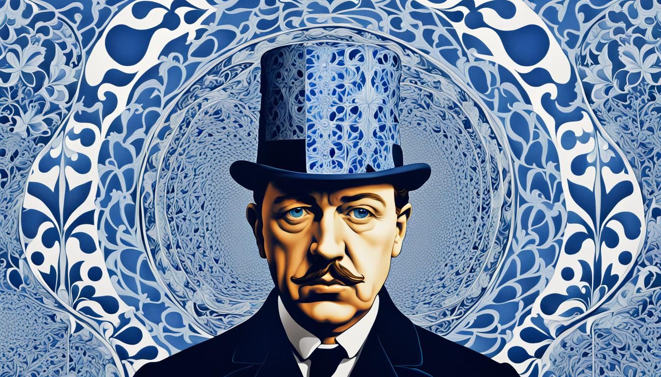 Surreal Delft Blue Art Nouveau Poster