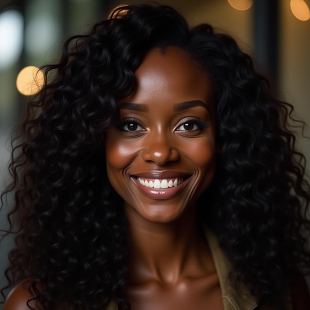 Empowered Black Woman with Stylish Wig Portrait