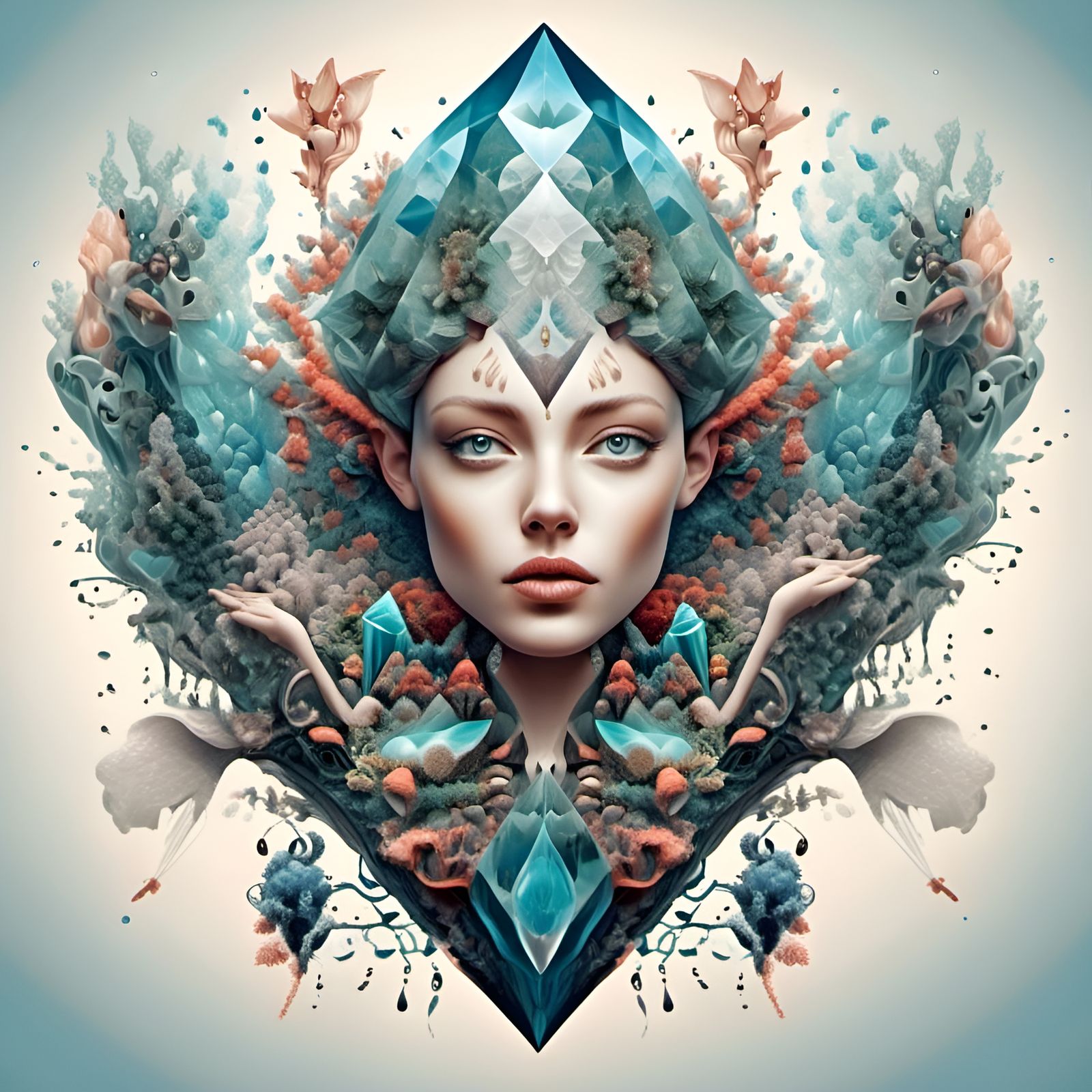 Diamond Elf Double Exposure in Scandinavian Landscape