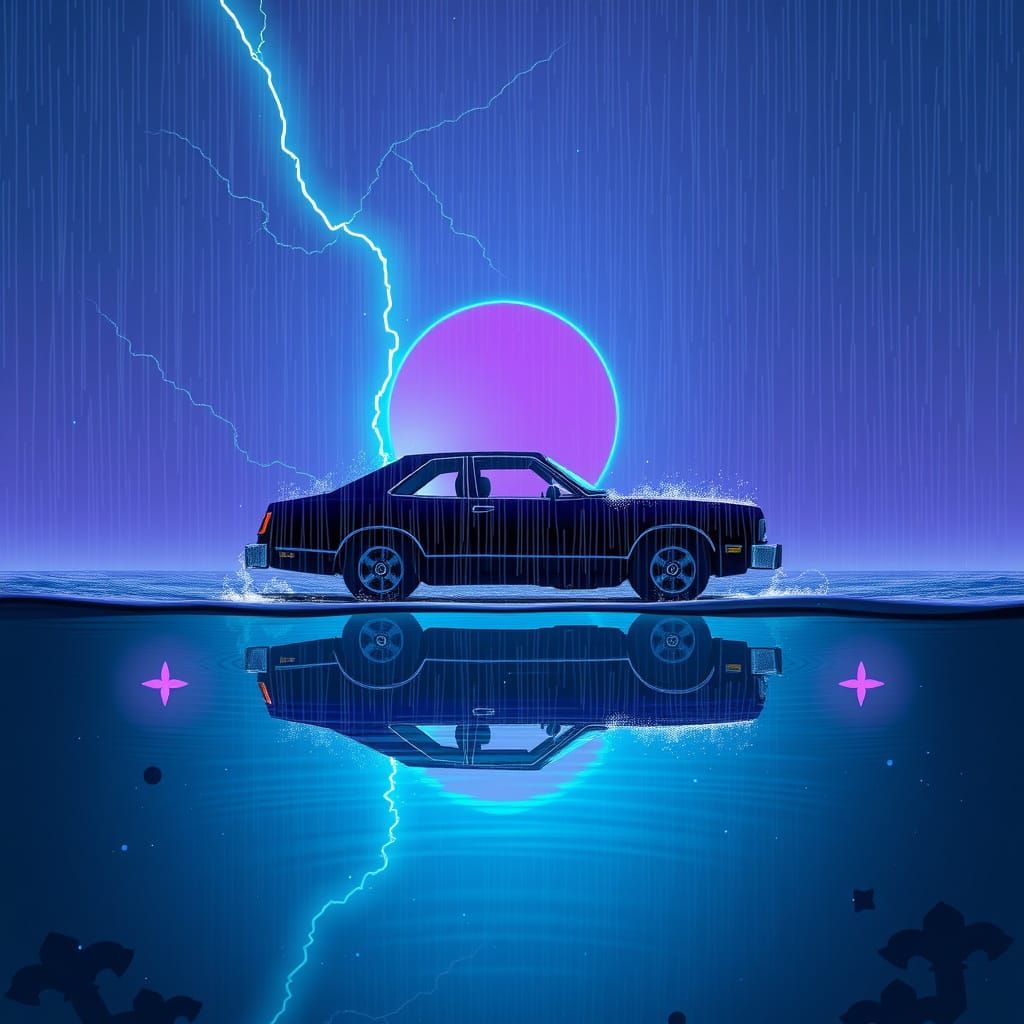 Teal to Purple 1974 Ford Fairmont in Goth Style