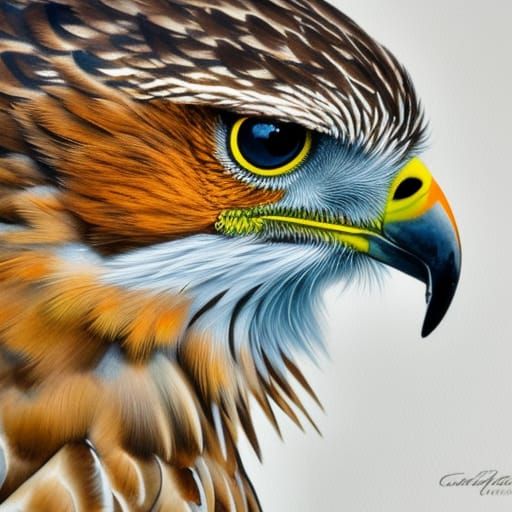 Watercolor Hawk: Detailed Matte Painting