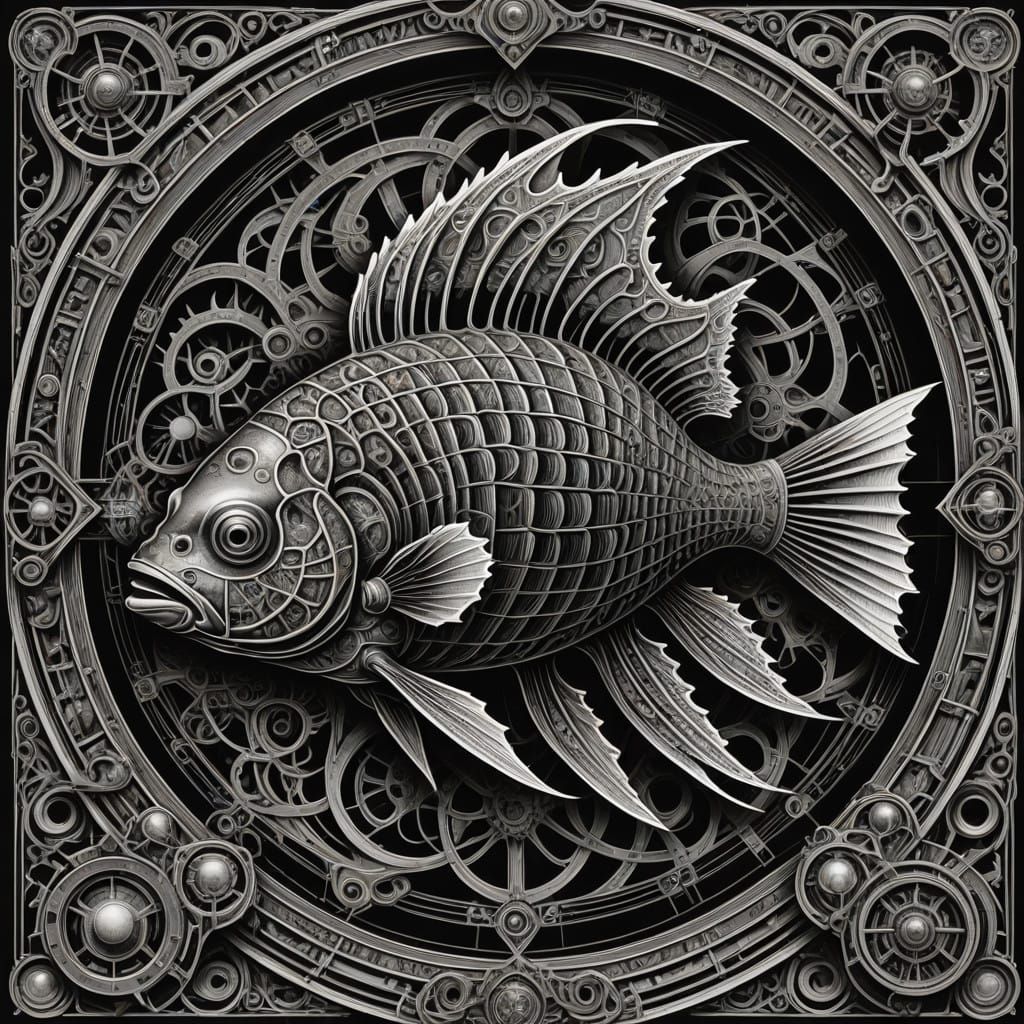 Escher-Inspired Handfish Engraving with Impossible Tessellat...