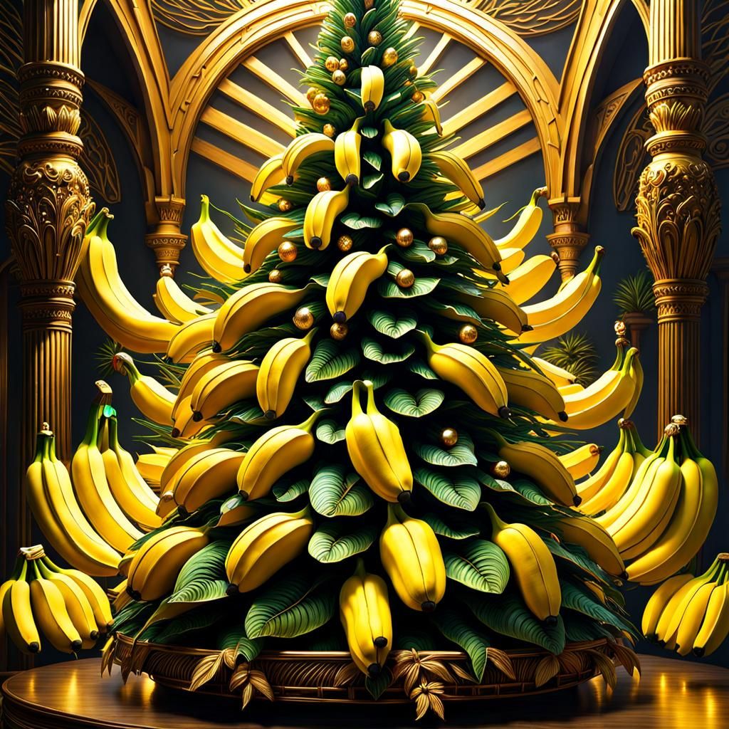 Banana Christmas Tree: A Detailed 8K Holiday Masterpiece