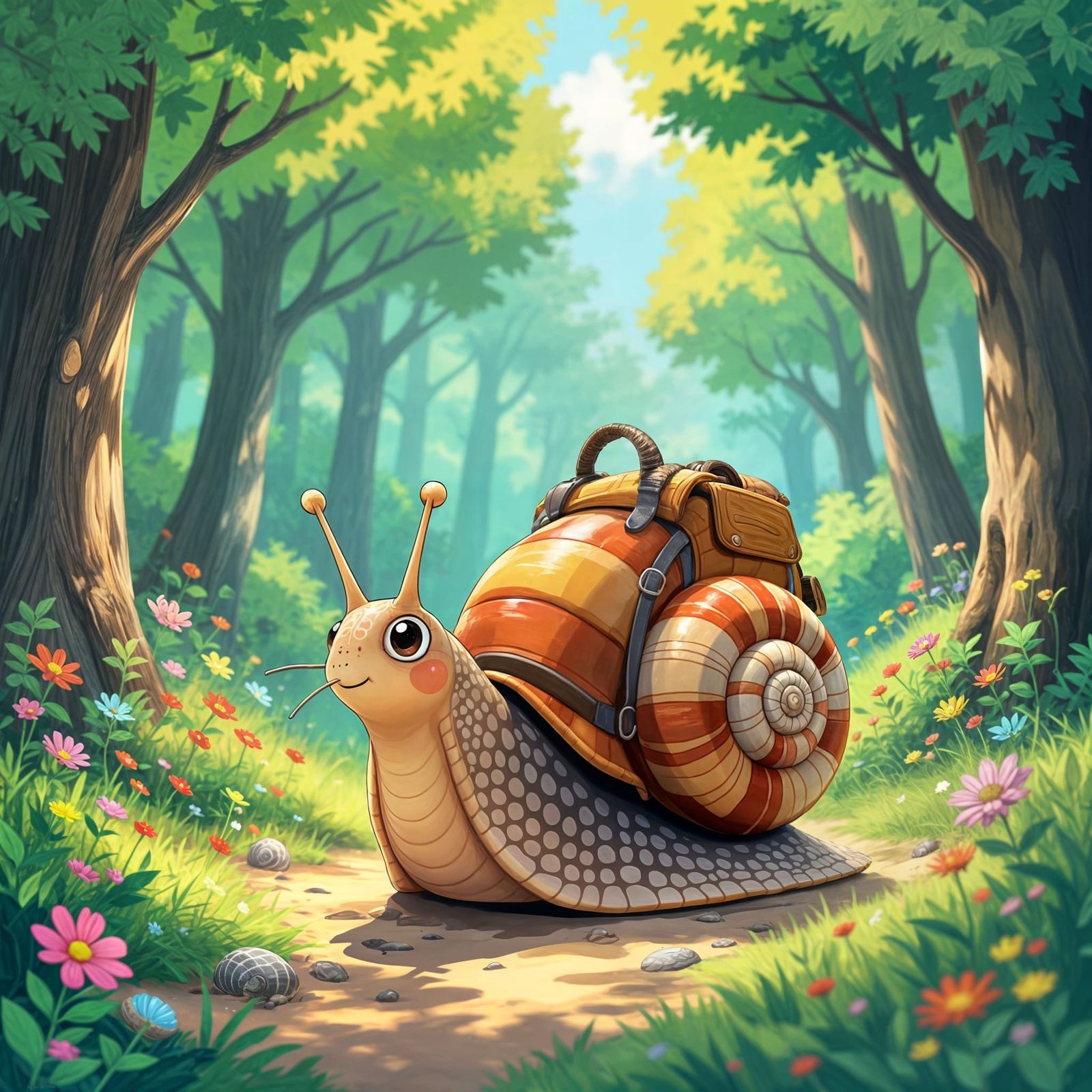 Cute Snail in Anime Style