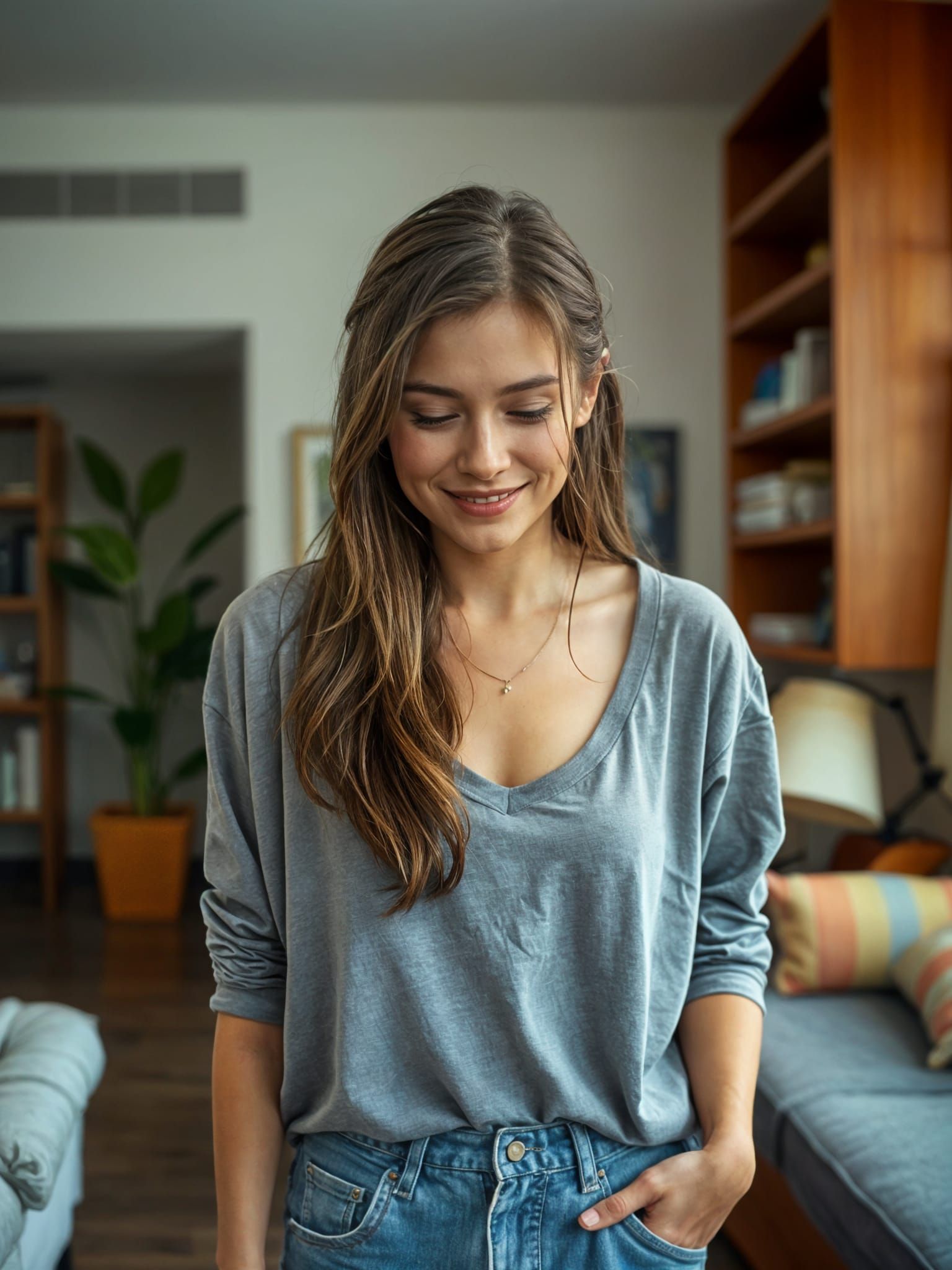 Casual Photo of Woman in Ordinary Apartment