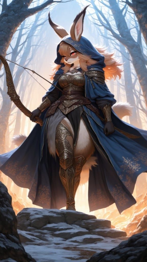 Majestic Furry Assassin Bunny in Elegant Armor
