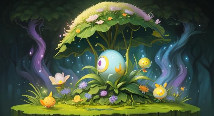 Adorable Crab in Enchanted Forest: Fantasy Art