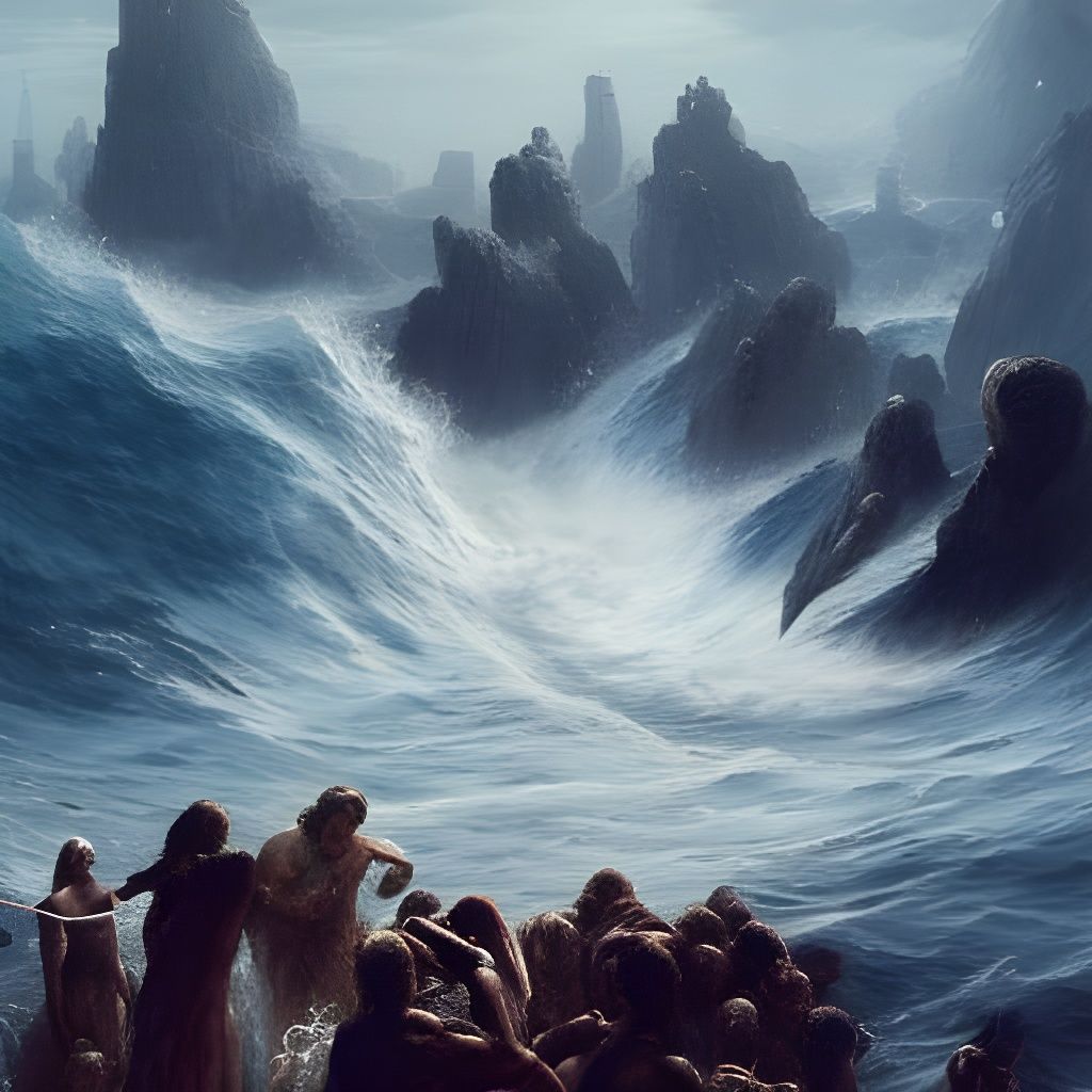 Moses Parting the Sea: Detailed Matte Painting