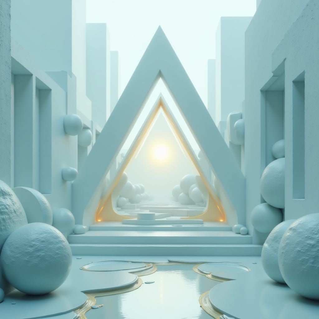 Harmonious Triangular Composition in Soft Calming Blue