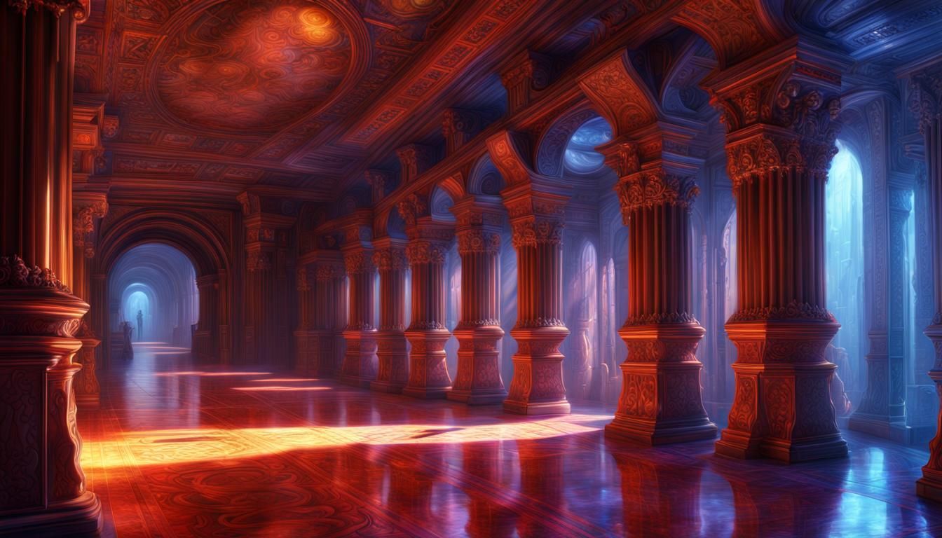 Ethereal Library Hallway to Pandora in Dreamy Style
