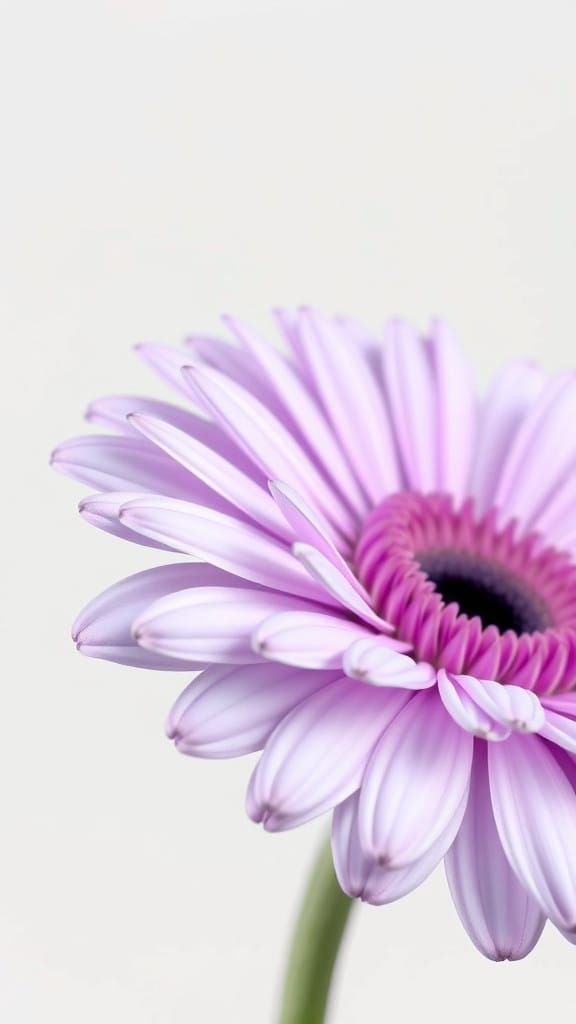 Background transparent, color pale violet Gerbera, flower head hyperextended, color #6d4273