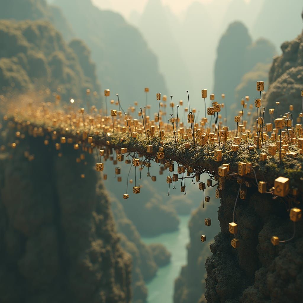Lace-Like Bridge of Golden Numbers in Dystopian Style