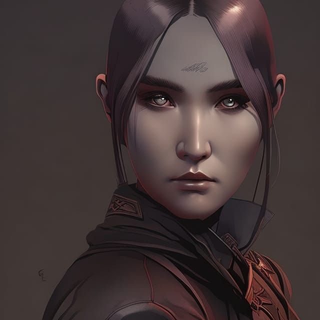 Cyberpunk Girl Portrait with Rust Colors and Intricate Detai...