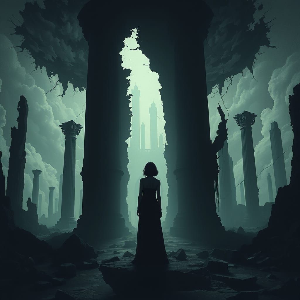 Haunting Gothic Woman in a Surreal Landscape