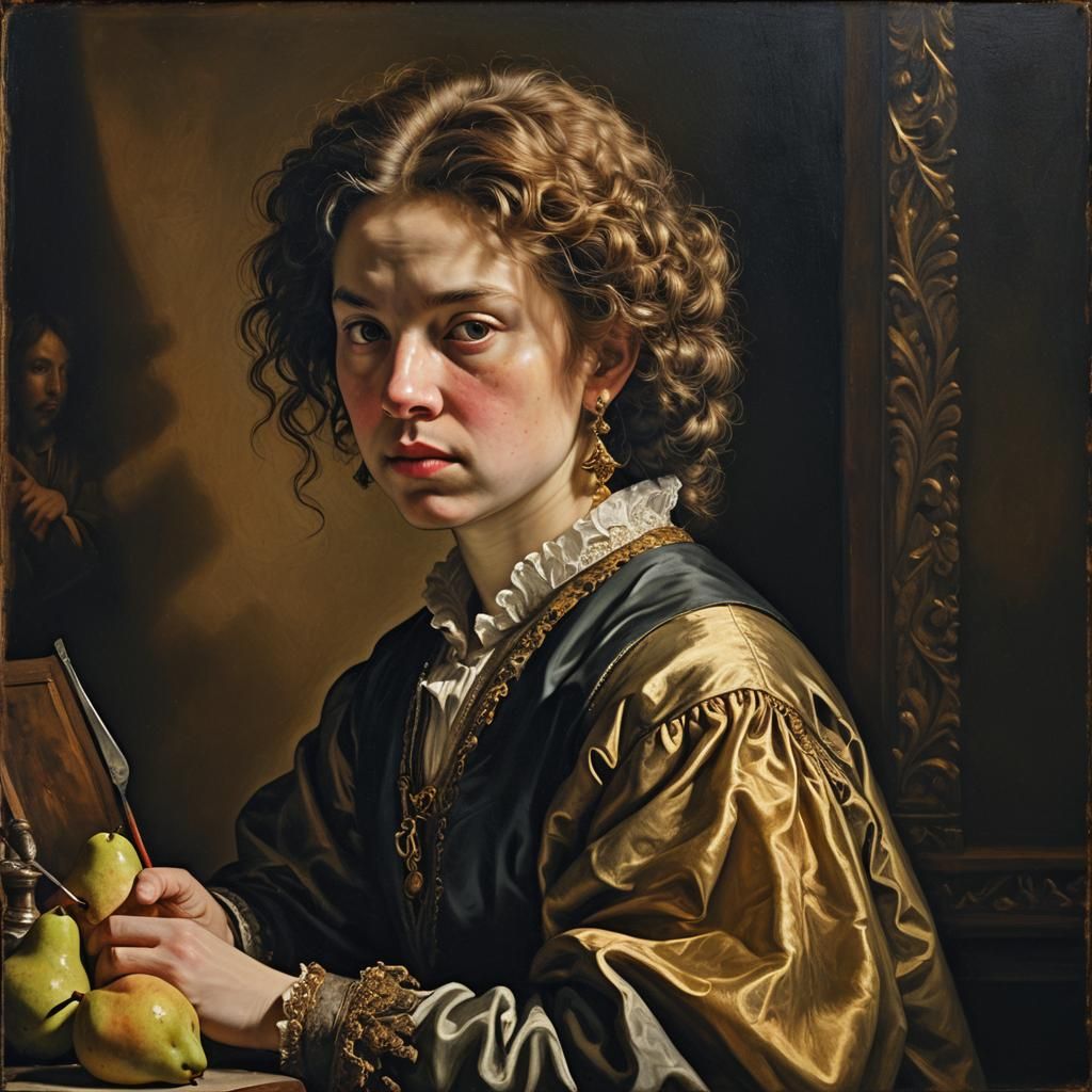 Baroque Portrait of Renaissance Painter in Studio