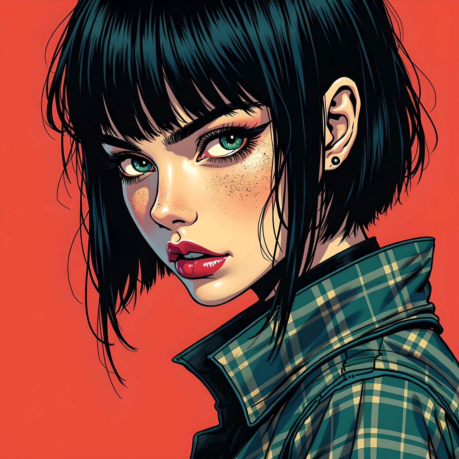 Manga Girl in Dystopian Tokyo: Digital Art