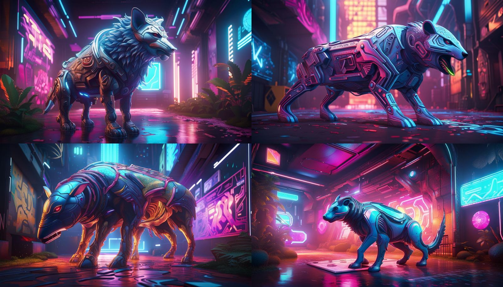 Retro Futuristic Animal Techno Rave in 8K