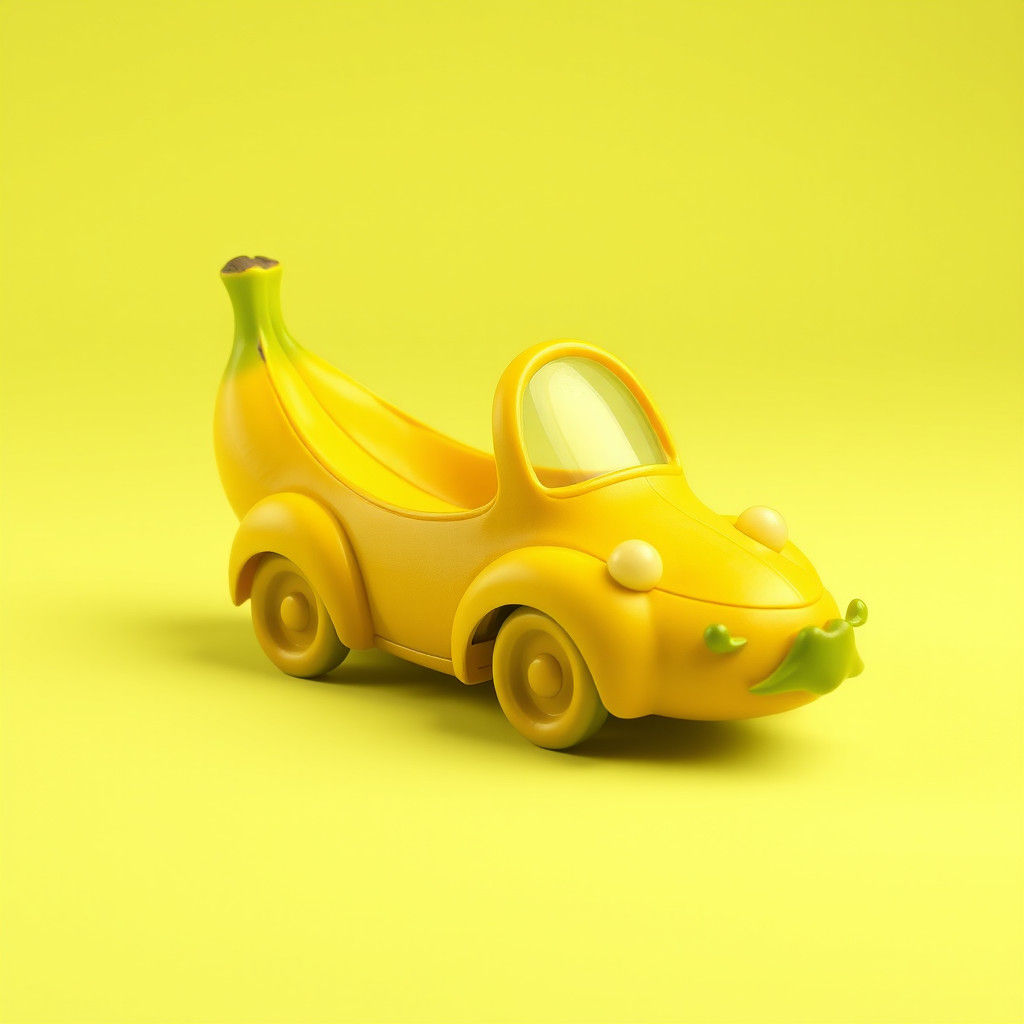 Banana Car: Whimsical Cartoon Vehicle