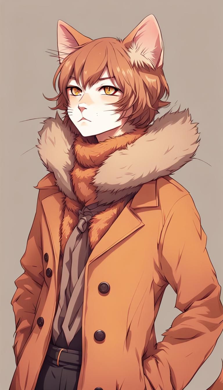 Anime Character Cosplay as Cat in Warm Colors