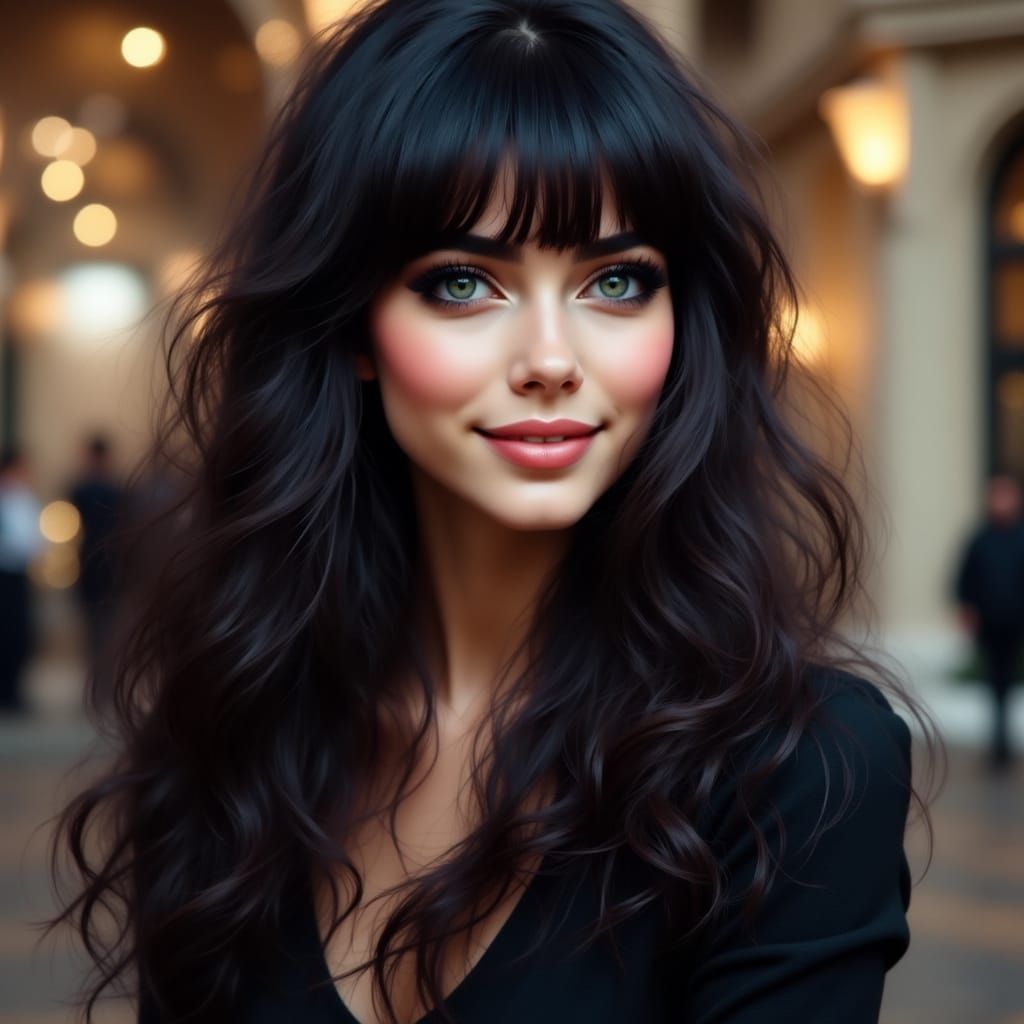 British Woman in Black Latex Top, Hyperrealistic Portrait