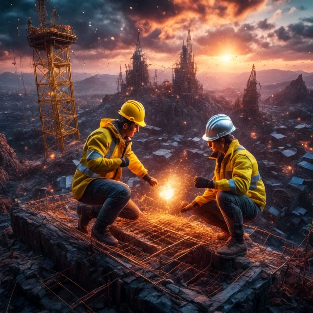 Construction Workers Boxing Comic Book Art