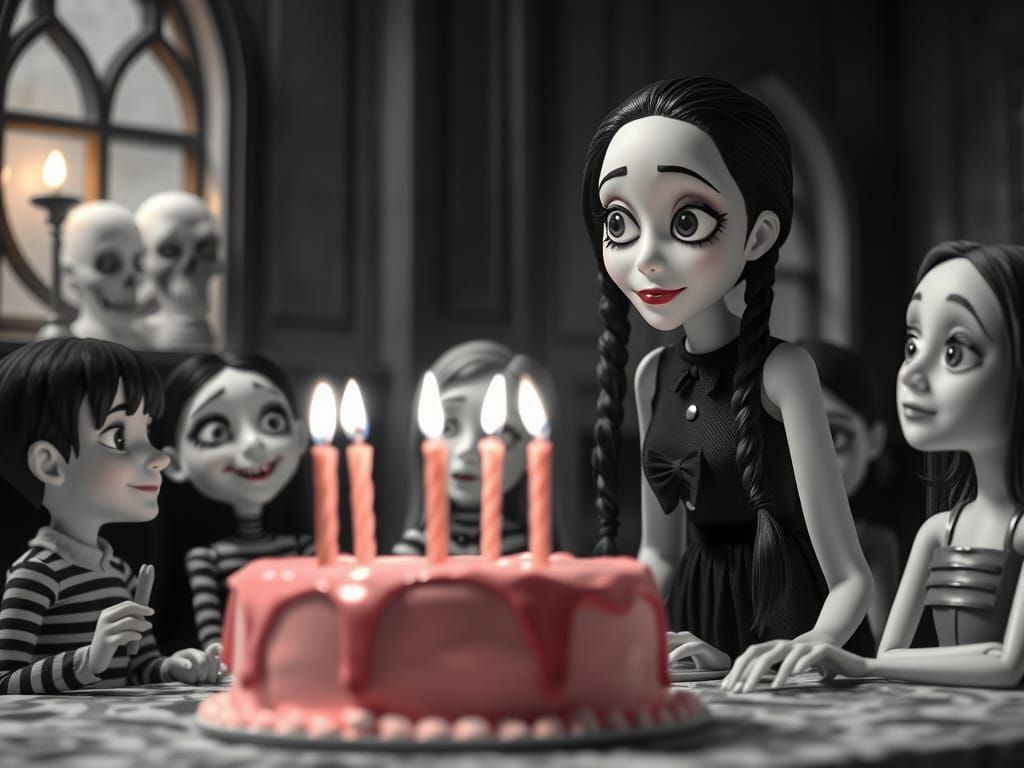 Wednesday Addams Birthday Party in Tim Burton Style