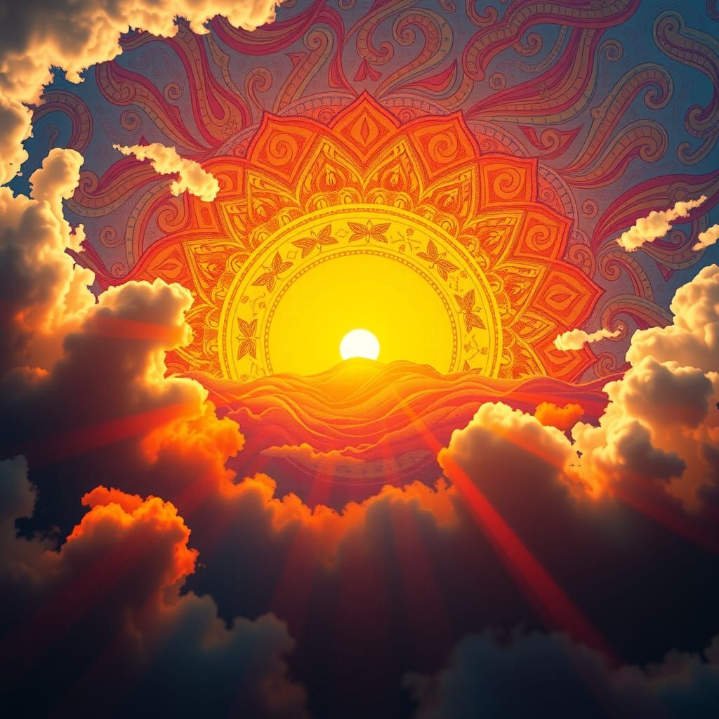 Hyperrealistic Rainbow with Sun in Graffiti Art Style