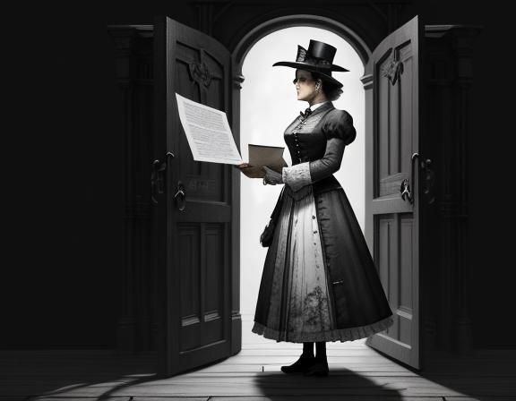 Steampunk Woman with Letter, Beatrix Potter Style