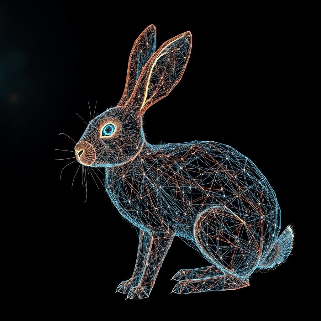 Hare in Computational String Art Style