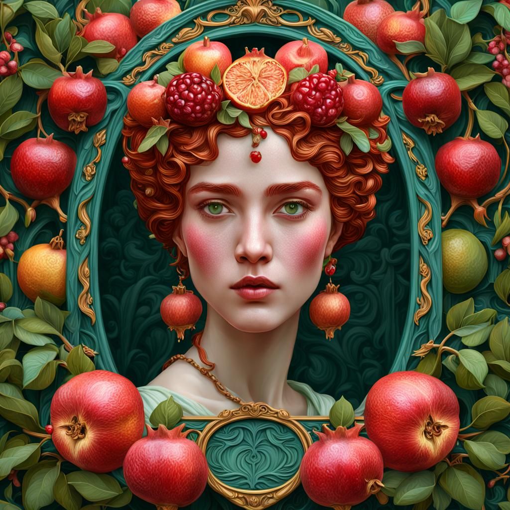 Persephone, Goddess of Spring, in Rossetti Style