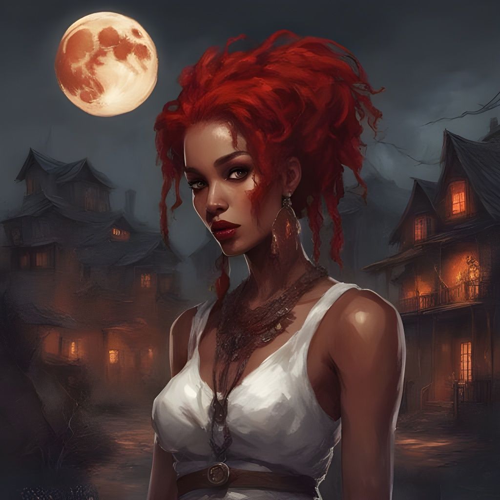 Stunning Voodoo Woman with Haunted Mill Background