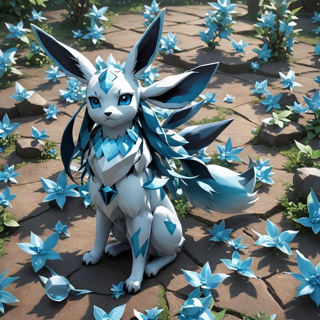 Glaceon in 3D Anime Art Style