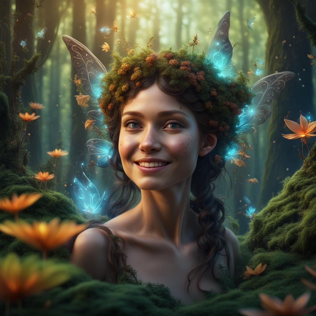 Magical Fairy in a Bottle, Detailed Matte Painting