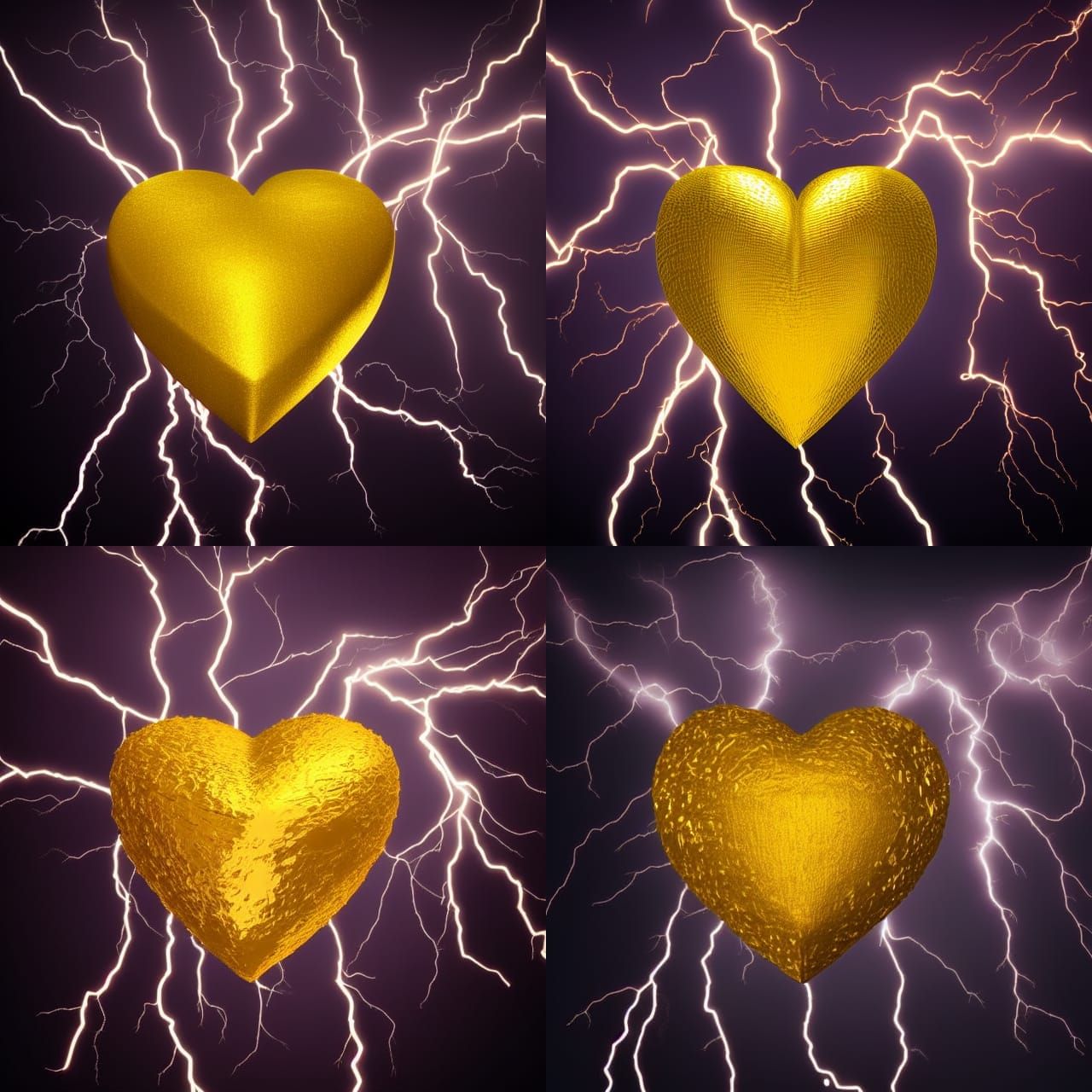 Golden Heart Surrounded by Lightning in High Definition