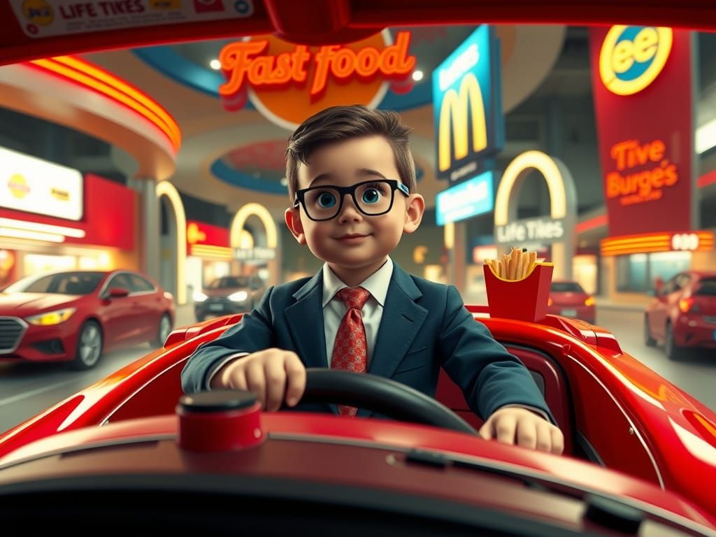 Miniature Executive Speeds Through Drive-Thru