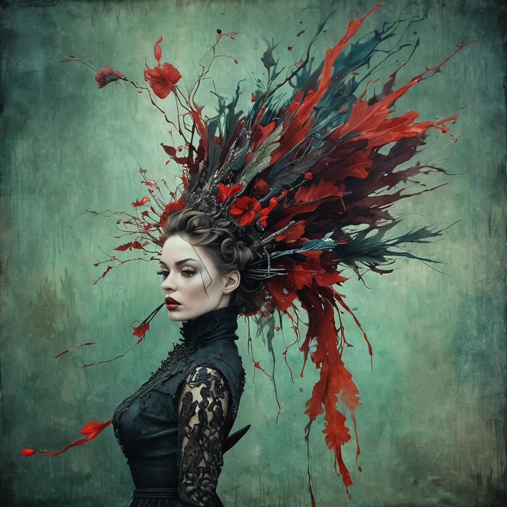 Angry Niflheim Banshee in Alcohol Ink Style