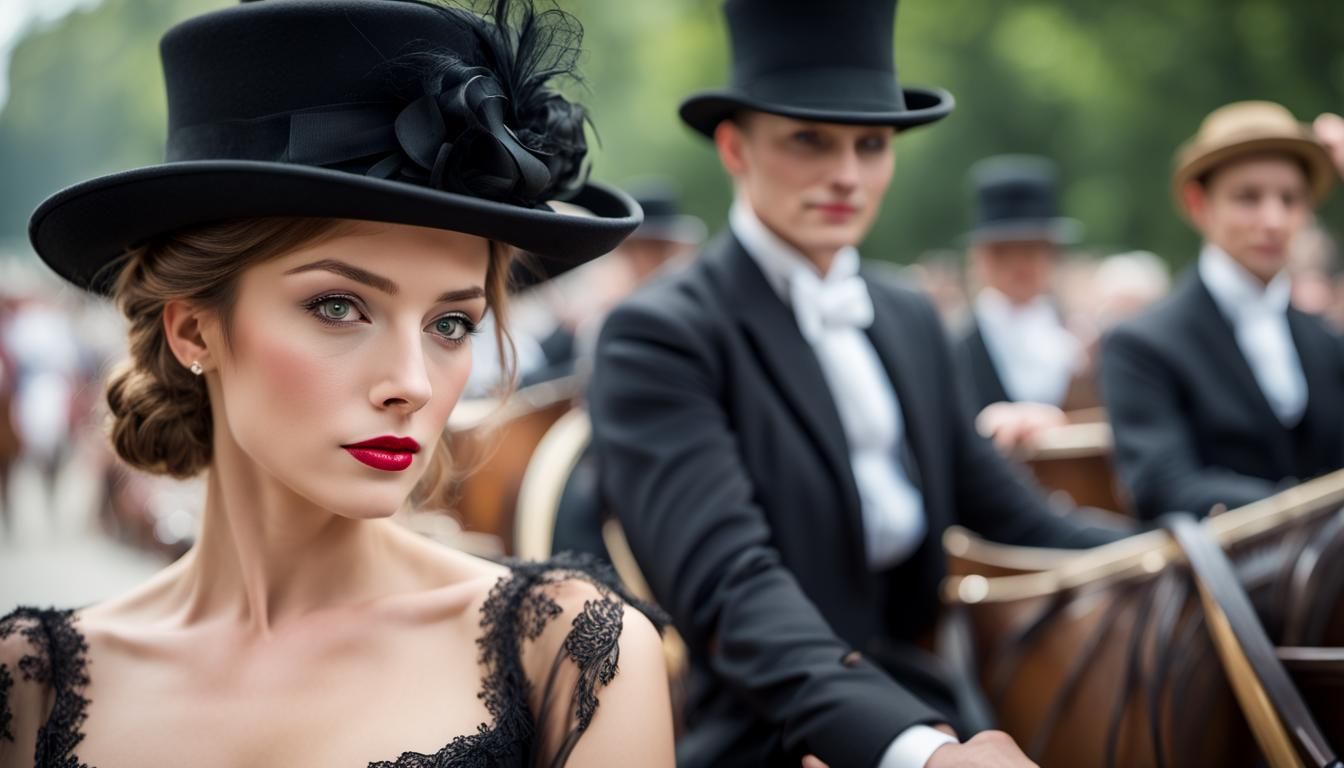 Elegant Lady in Carriage, Early 20th Century Style