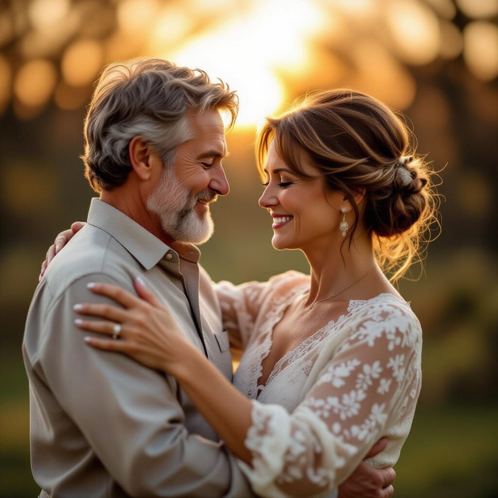 Loving Couple Dances in Golden Hour Glow