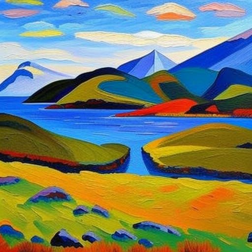 Iceland in Neo-Impressionist Expressionist Style