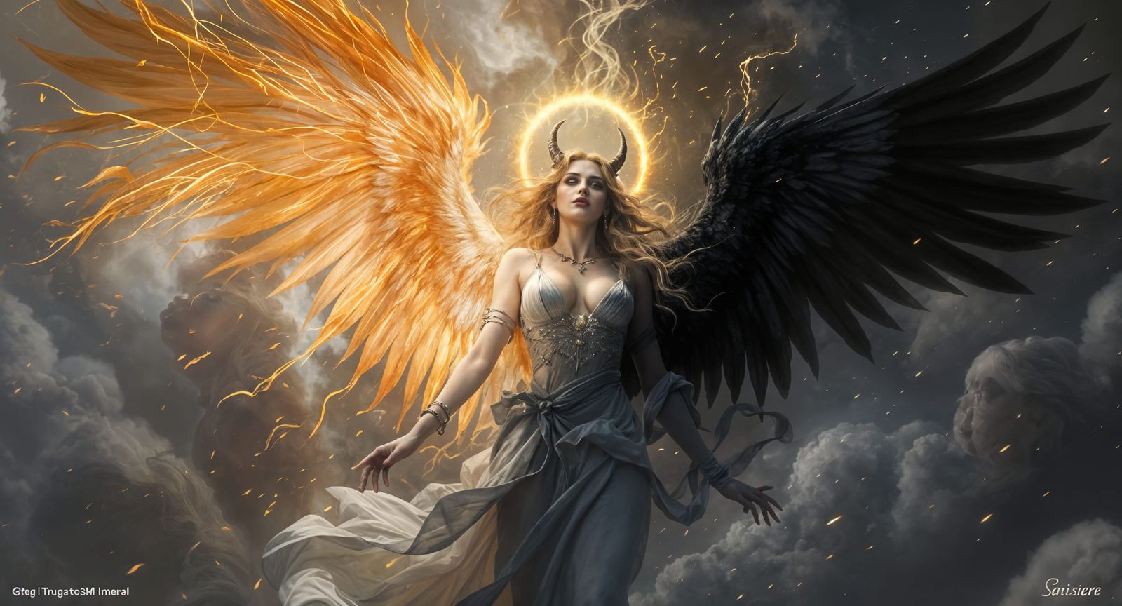 Fallen Angel's Descent into Darkness: A Gothic Vision