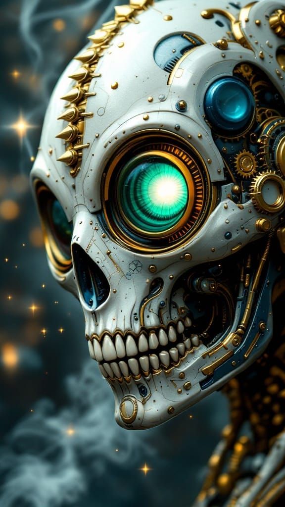 Mystical Automaton Skull with Celestial Gears