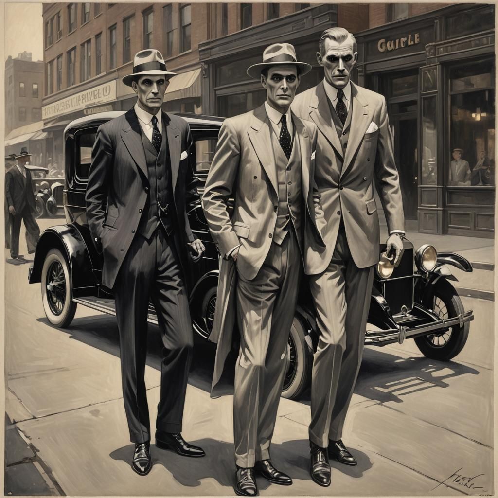 Art Deco Ghost with Model-T Car