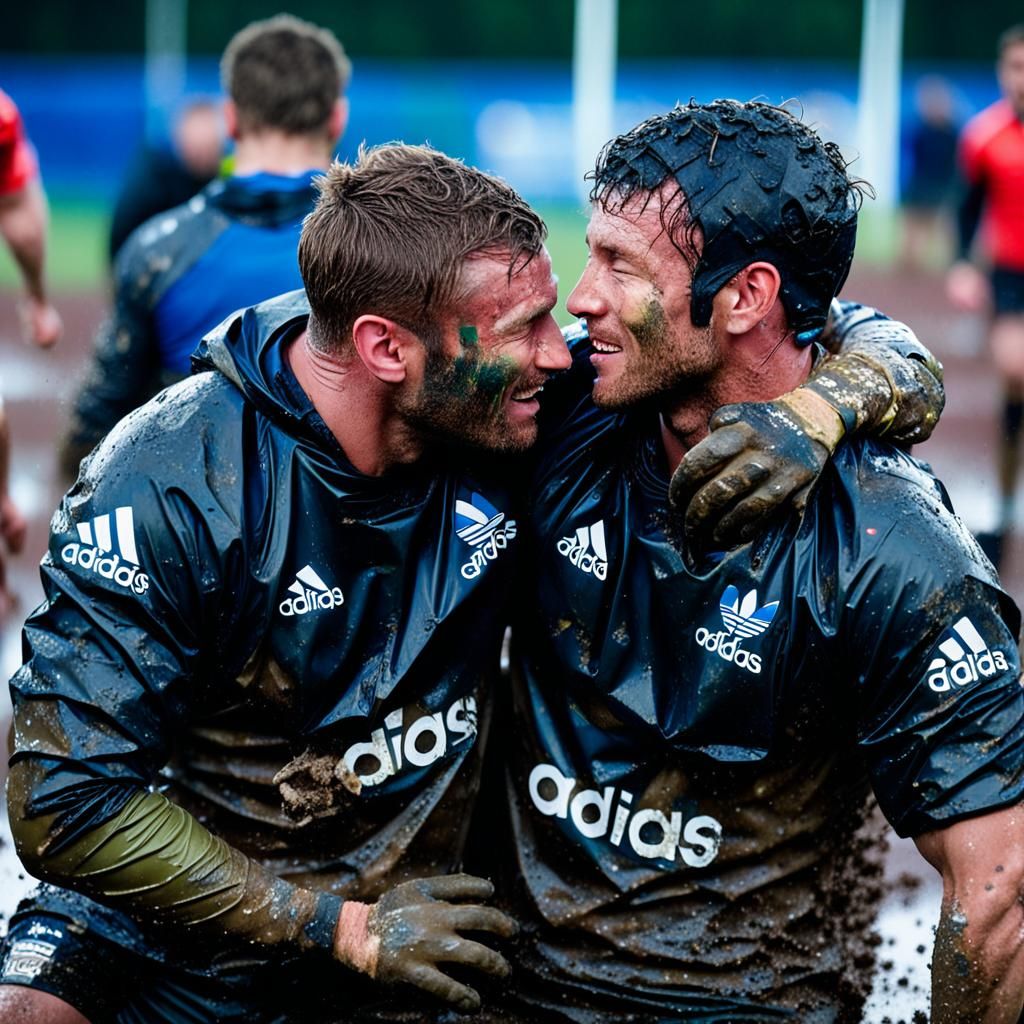 Rugby Players Embrace: a Sports Photograph