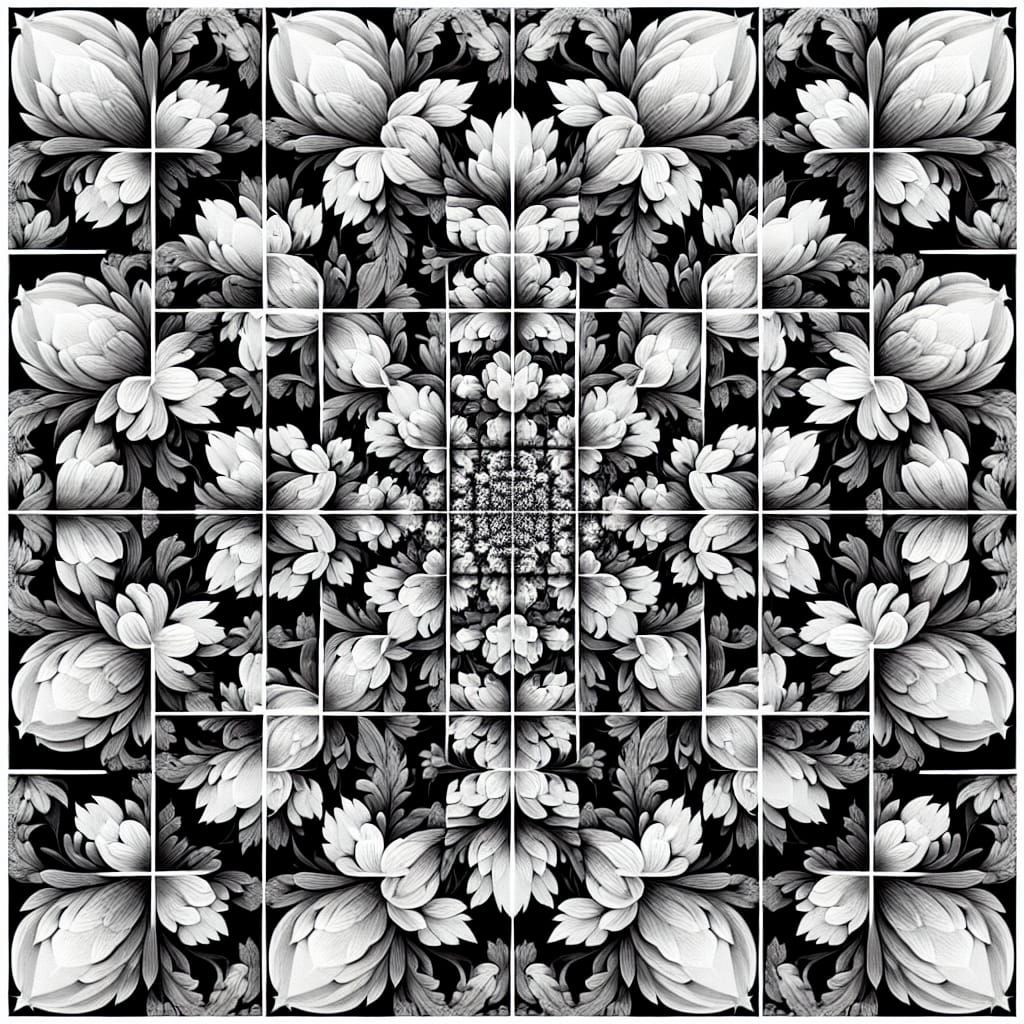 Monochrome 3x3 Grid of Repeated Images