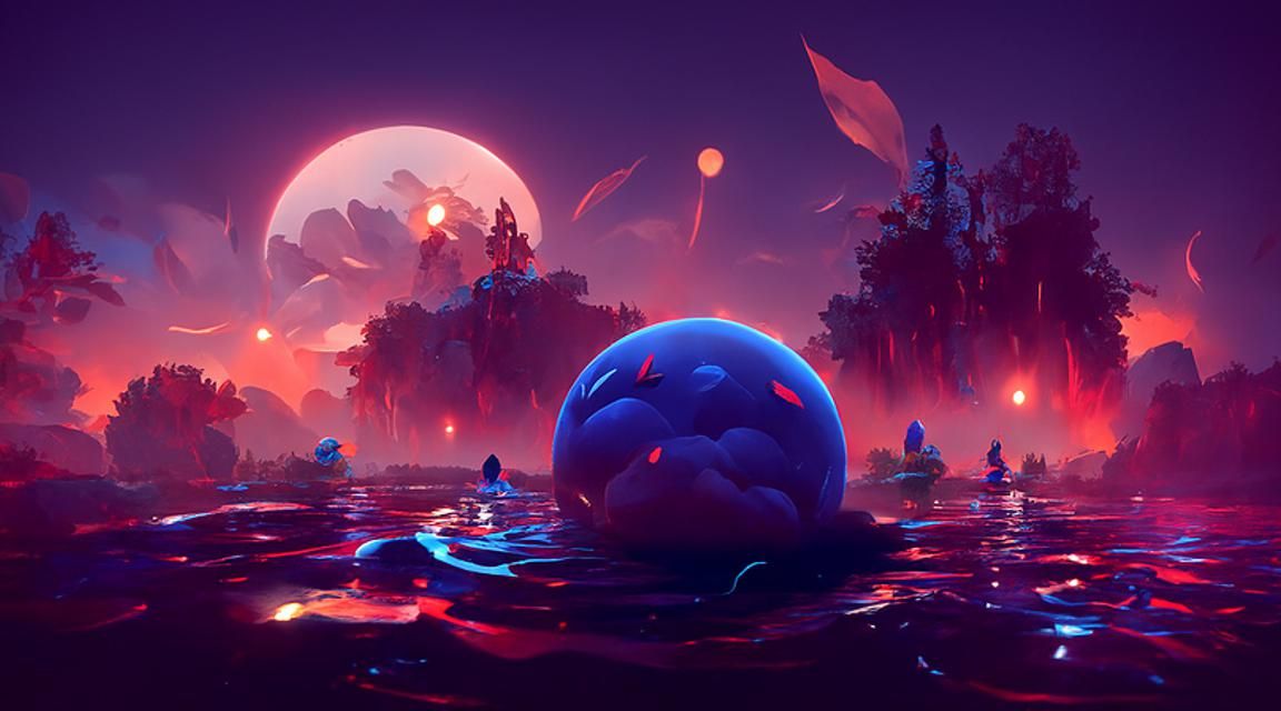 Night Pond with Fireflies and Rising Moon