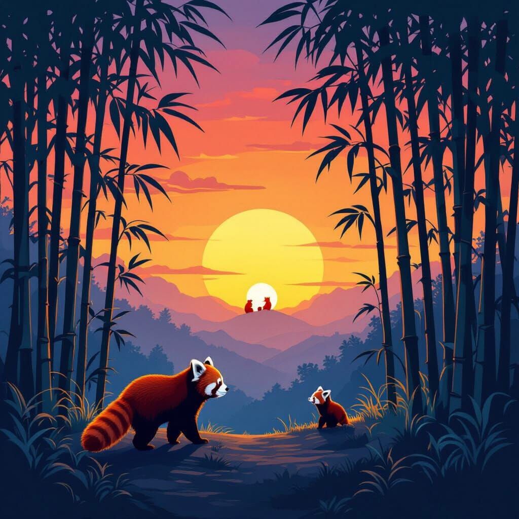 Red Panda's Bittersweet Journey Home at Sunset